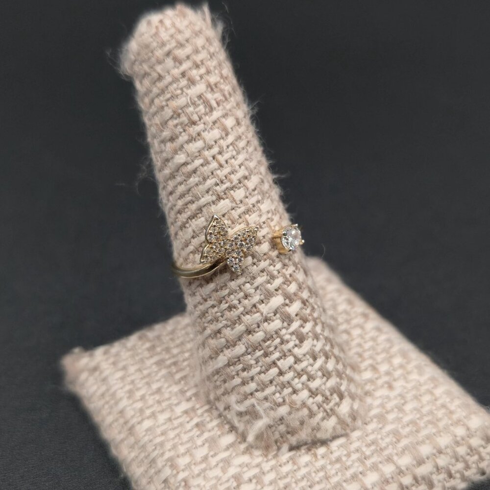 Size 8.25 Gold Over Sterling Silver Butterfly Cubic Zirconia Ring A7156 - Picture 3 of 9